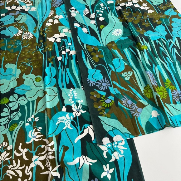 Vintage turquoise fabric design Louise Carling Sweden. Rare 70s retro fabric - Picture 6 of 7